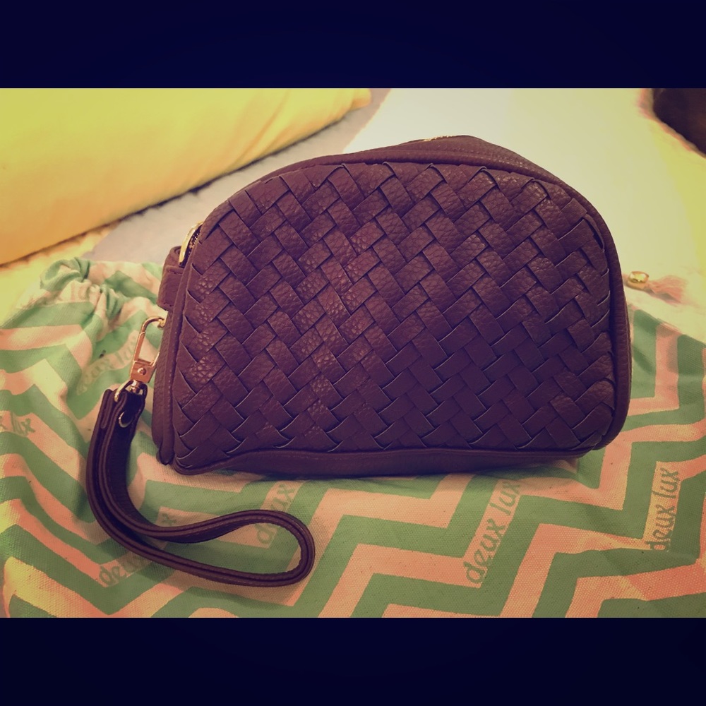 Deuce Lux Vegan Brown Leather Make-up or wristlet